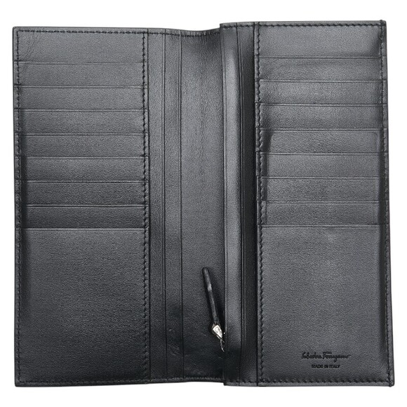 Salvatore Ferragamo Double Gancini Long Wallet Black Leather - Picture 5 of 8